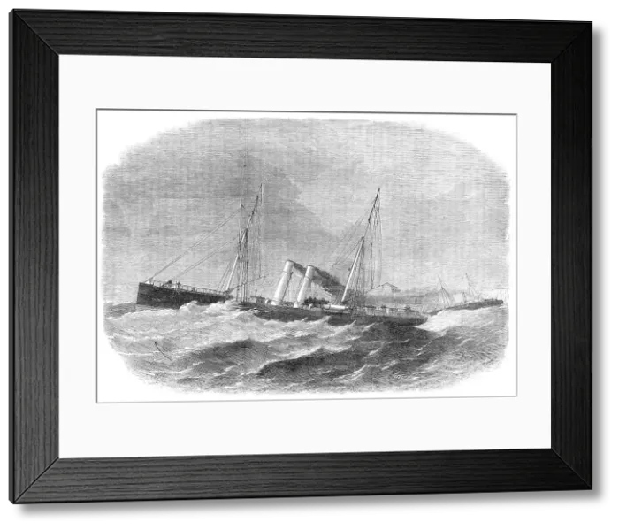 Framed Print : Race in the Channel between the Atalanta twin-screw steamer and the Dover mail-packet Empress, 1864. Creator: Smyth Framed Print : Race in the Channel between the Atalanta twin-screw steamer and the Dover mail-packet Empress, 1864. Creator: Smyth