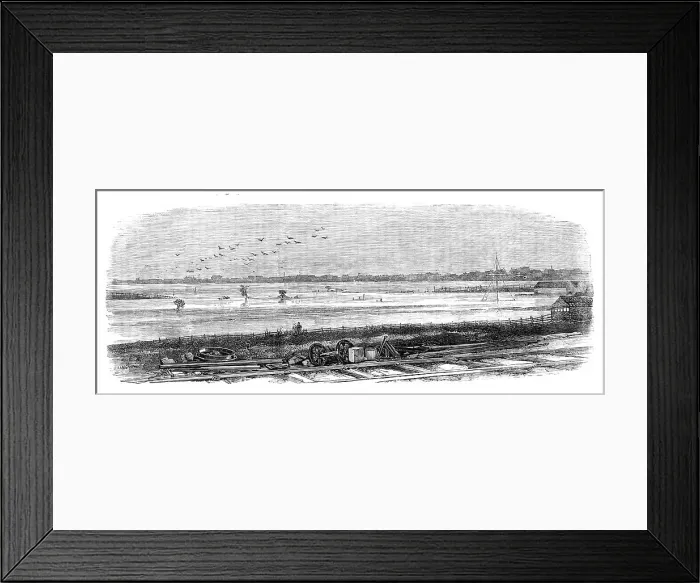 Framed Print : Floods at Melbourne, Australia: Emerald Hill, from the suburban railway, 1864. Creator: Unknown Framed Print : Floods at Melbourne, Australia: Emerald Hill, from the suburban railway, 1864. Creator: Unknown