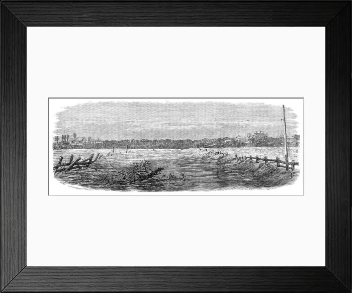 Framed Print : Floods at Melbourne, Australia: St. Kilda Road, south side of Prince's Bridge, 1864. Creator: Unknown Framed Print : Floods at Melbourne, Australia: St. Kilda Road, south side of Prince's Bridge, 1864. Creator: Unknown