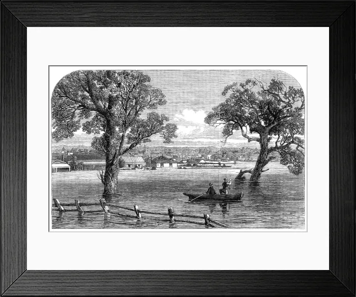Framed Print : Floods at Melbourne, Australia: Punt Road, Richmond, 1864. Creator: Unknown Framed Print : Floods at Melbourne, Australia: Punt Road, Richmond, 1864. Creator: Unknown