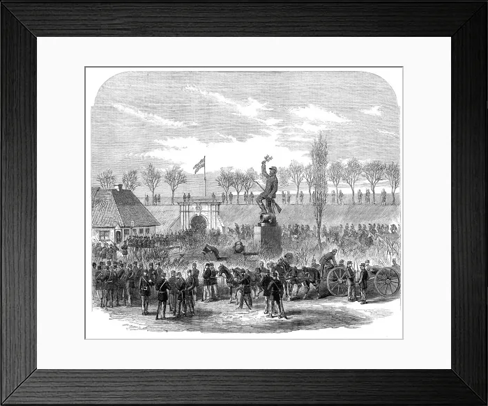Framed Print : The War in Denmark:Fredericia - Danish soldiers marching out to meet the Austrians, 1864. Creator: Unknown