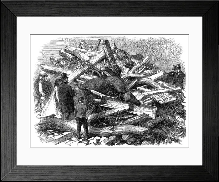 Framed Print : Illustrations of the Flood at Sheffield: scene in a garden at Hillsborough, 1864. Creator: Unknown Framed Print : Illustrations of the Flood at Sheffield: scene in a garden at Hillsborough, 1864. Creator: Unknown