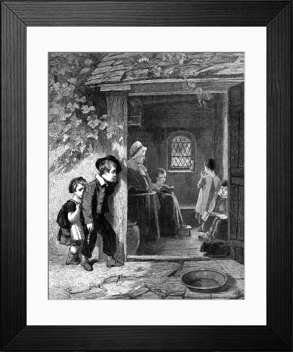 Framed Print : Going To School, by T. Webster, R.A. in the National Gallery... South Kensington, 1864. Creator: W Thomas Framed Print : Going To School, by T. Webster, R.A. in the National Gallery... South Kensington, 1864. Creator: W Thomas