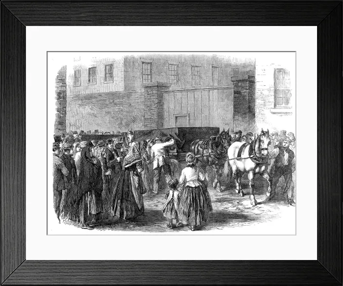 Framed Print : Illustrations of the Flood at Sheffield: burial of the unclaimed dead, 1864. Creator: Unknown Framed Print : Illustrations of the Flood at Sheffield: burial of the unclaimed dead, 1864. Creator: Unknown