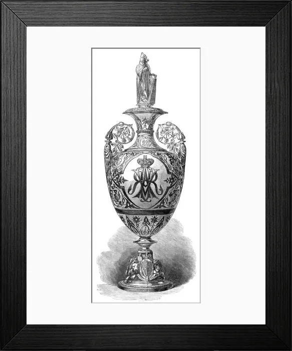 Framed Print : Wedding presents from the Queen to the Princess of Wales: silver vase... 1864. Creator: Unknown Framed Print : Wedding presents from the Queen to the Princess of Wales: silver vase... 1864. Creator: Unknown