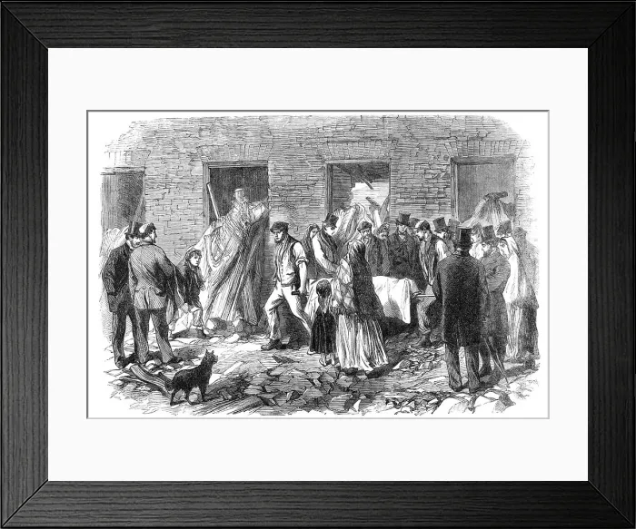 Framed Print : Illustrations of the Flood at Sheffield:conveying the dead... Malin Bridge, 1864. Creator: Unknown Framed Print : Illustrations of the Flood at Sheffield:conveying the dead... Malin Bridge, 1864. Creator: Unknown