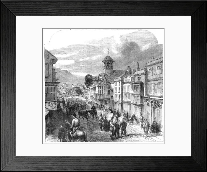 Framed Print : The Volunteer Review: the High-Street of Guildford on Easter Sunday, 1864. Creator: Unknown Framed Print : The Volunteer Review: the High-Street of Guildford on Easter Sunday, 1864. Creator: Unknown