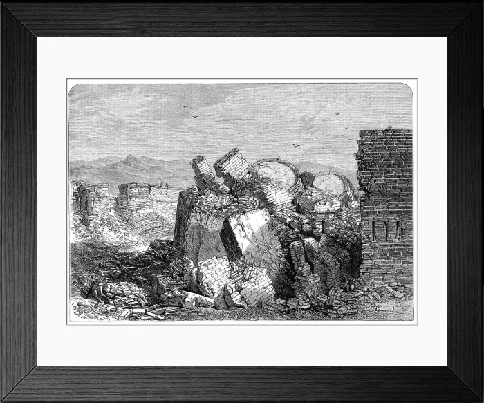 Framed Print : Destruction of the fortifications of the Ionian Islands: the escarp of the Keep of Vido... 1864. Creator: Unknown Framed Print : Destruction of the fortifications of the Ionian Islands: the escarp of the Keep of Vido... 1864. Creator: Unknown