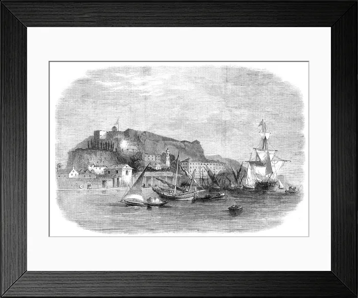 Framed Print : Destruction of the fortifications of the Ionian Islands: Fort Neuf, in the harbour of Corfu, 1864. Creator: Unknown Framed Print : Destruction of the fortifications of the Ionian Islands: Fort Neuf, in the harbour of Corfu, 1864. Creator: Unknown