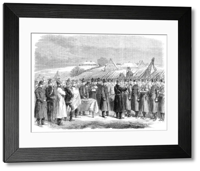 Framed Print : The War in Schleswig: distributing medals to Austrian troops at Hoptrup... 1864. Creator: Unknown Framed Print : The War in Schleswig: distributing medals to Austrian troops at Hoptrup... 1864. Creator: Unknown