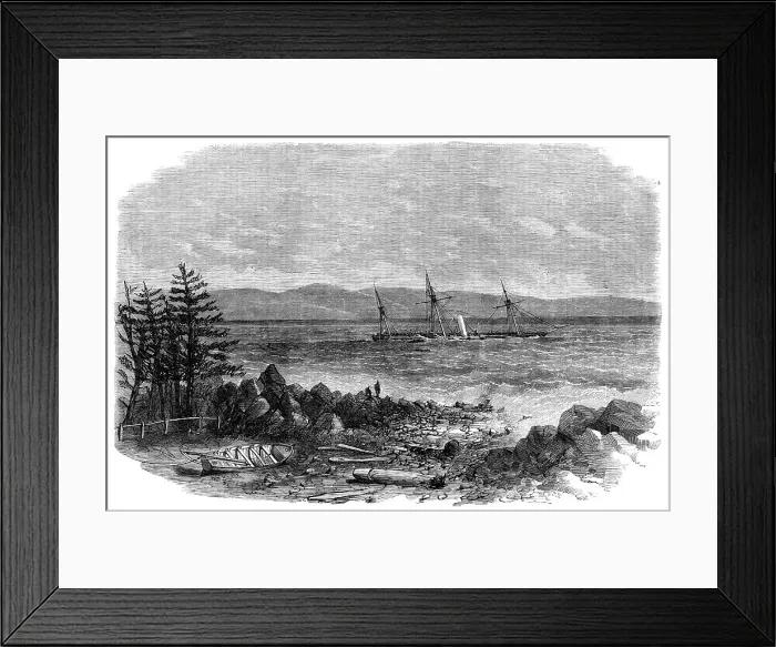 Framed Print : The wreck of The Bohemian, Montreal Ocean Company's steam-packet, off the coast of Maine, 1864. Creator: Unknown Framed Print : The wreck of The Bohemian, Montreal Ocean Company's steam-packet, off the coast of Maine, 1864. Creator: Unknown