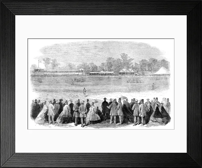 Framed Print : Cricket-match at Melbourne between the All-England Eleven and Twenty-Two of Victoria, 1864. Creator: Unknown Framed Print : Cricket-match at Melbourne between the All-England Eleven and Twenty-Two of Victoria, 1864. Creator: Unknown