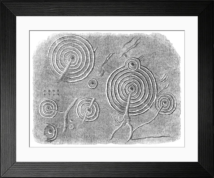 Framed Print : Incised stones on the Cheviot Hills, 1864. Creator: Unknown Framed Print : Incised stones on the Cheviot Hills, 1864. Creator: Unknown