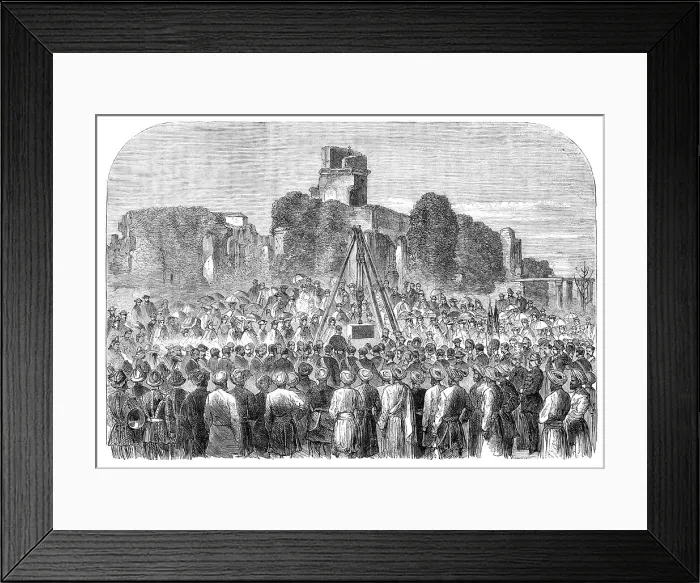 Framed Print : Laying the first stone of the Lucknow Memorial, 1864. Creator: Unknown Framed Print : Laying the first stone of the Lucknow Memorial, 1864. Creator: Unknown