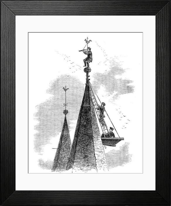 Framed Print : The War in Denmark: Prussian look-out on Broacker Church spire... 1864. Creator: Unknown Framed Print : The War in Denmark: Prussian look-out on Broacker Church spire... 1864. Creator: Unknown