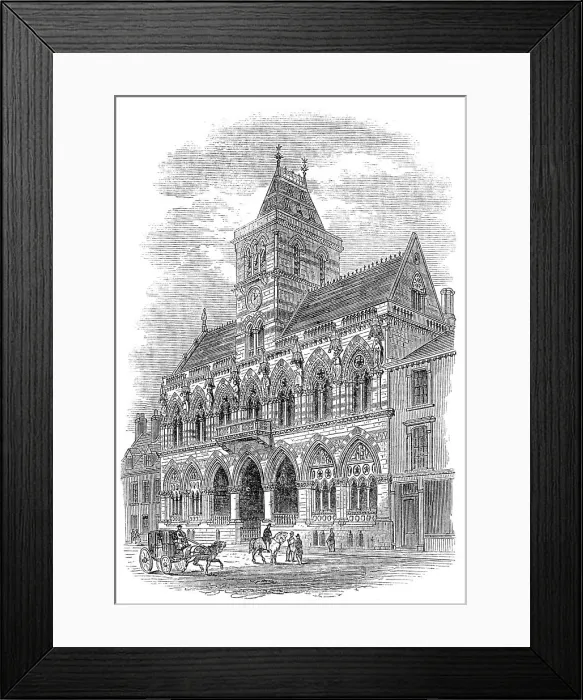 Framed Print : The new townhall of Northampton, 1864. Creator: Unknown Framed Print : The new townhall of Northampton, 1864. Creator: Unknown