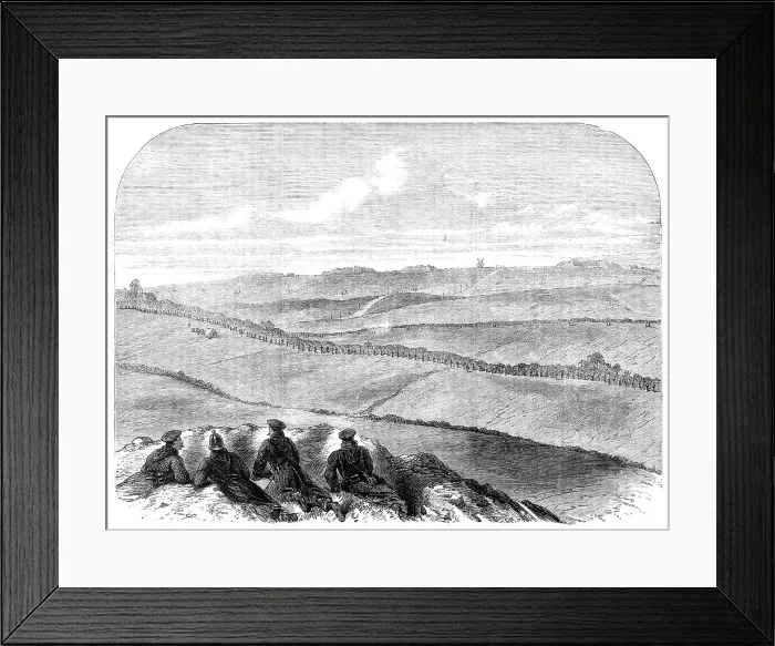 Framed Print : The War in Denmark: sketch of the Redoubts...at Düppel, showing the...outpost sentries... 1864. Creator: Unknown Framed Print : The War in Denmark: sketch of the Redoubts...at Düppel, showing the...outpost sentries... 1864. Creator: Unknown