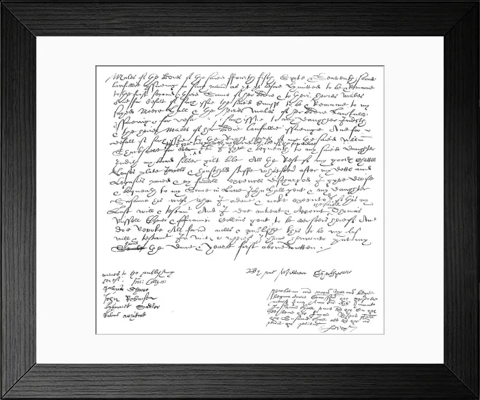 Framed Print : The last sheet of Shakspeare's will, 1864. Creator: Unknown Framed Print : The last sheet of Shakspeare's will, 1864. Creator: Unknown