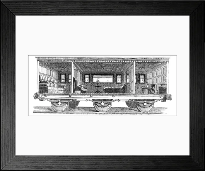 Framed Print : New railway carriage built for the use of the Prince and Princess of Wales on the Great East...1864. Creator: Unknown Framed Print : New railway carriage built for the use of the Prince and Princess of Wales on the Great East...1864. Creator: Unknown