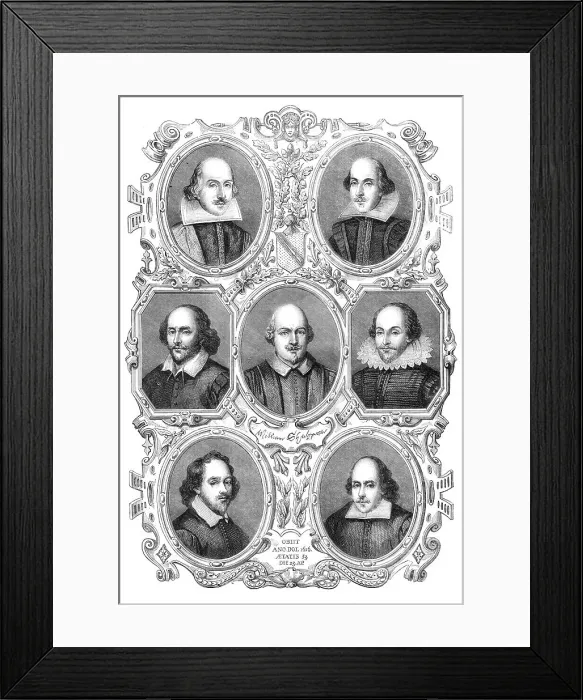 Framed Print : Portraits of Shakspeare, 1864. Creator: Unknown Framed Print : Portraits of Shakspeare, 1864. Creator: Unknown