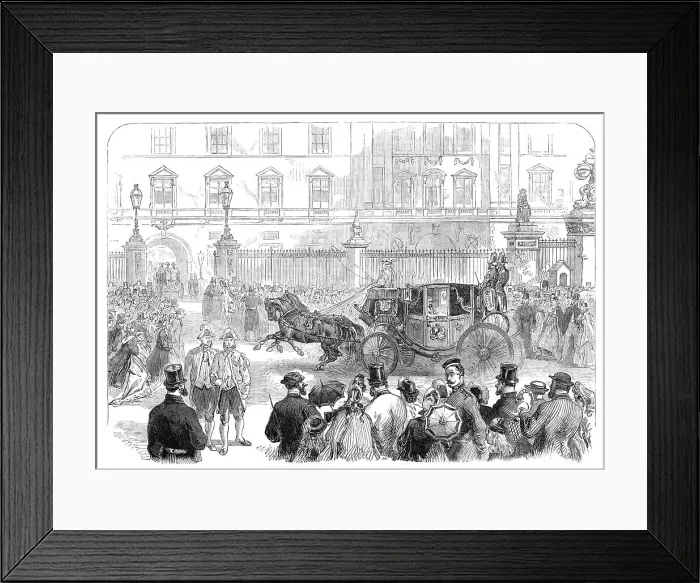 Framed Print : The Court at Buckingham Palace on Saturday last: arrival of the foreign ambassadors, 1864. Creator: Unknown Framed Print : The Court at Buckingham Palace on Saturday last: arrival of the foreign ambassadors, 1864. Creator: Unknown