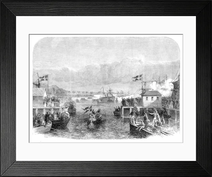 Framed Print : The King of Denmark visiting the North-Sea Squadron on its return to Copenhagen, 1864. Creator: Unknown Framed Print : The King of Denmark visiting the North-Sea Squadron on its return to Copenhagen, 1864. Creator: Unknown