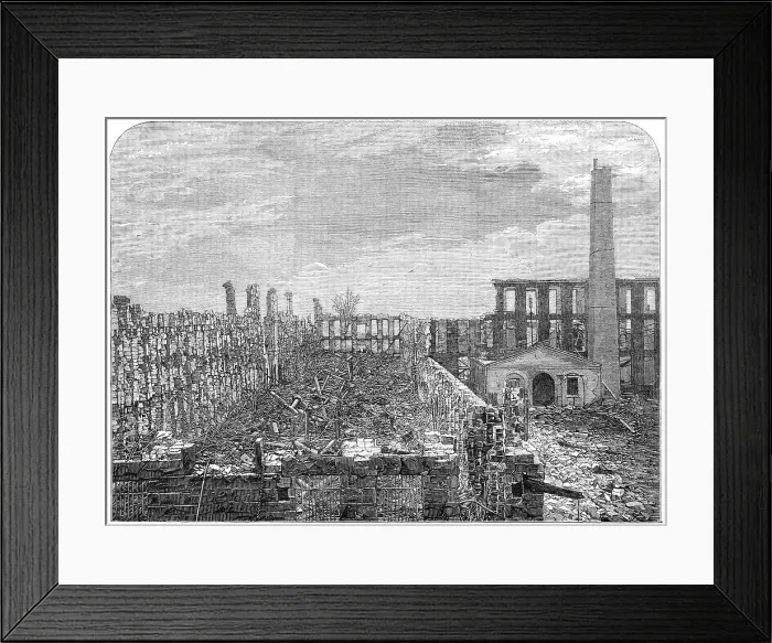 Framed Print : Ruins of Colonel Colt's patent firearms factory at Hartford, Connecticut...destroyed by fire, 1864. Creator: Unknown Framed Print : Ruins of Colonel Colt's patent firearms factory at Hartford, Connecticut...destroyed by fire, 1864. Creator: Unknown