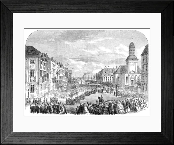 Framed Print : The War in Denmark: public funeral at Copenhagen of officers and soldiers killed at Düppel, 1864. Creator: Unknown Framed Print : The War in Denmark: public funeral at Copenhagen of officers and soldiers killed at Düppel, 1864. Creator: Unknown