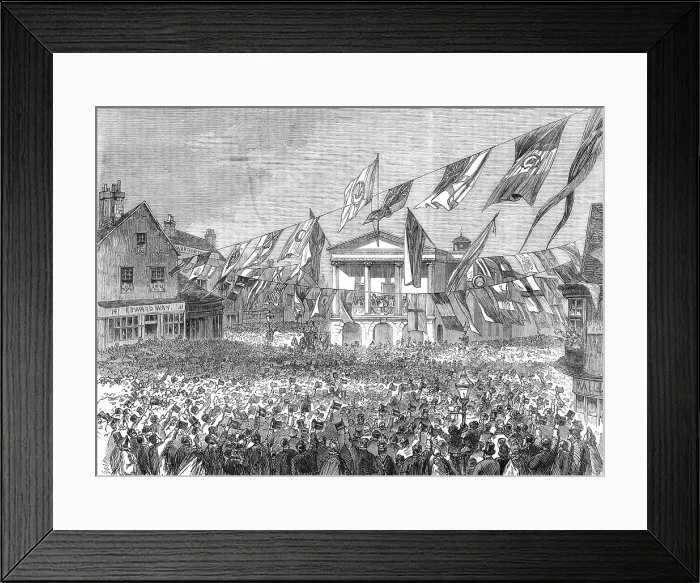 Framed Print : Garibaldi in England: Garibaldi in the balcony of the townhall of Newport, Isle of Wight, 1864. Creator: Unknown Framed Print : Garibaldi in England: Garibaldi in the balcony of the townhall of Newport, Isle of Wight, 1864. Creator: Unknown