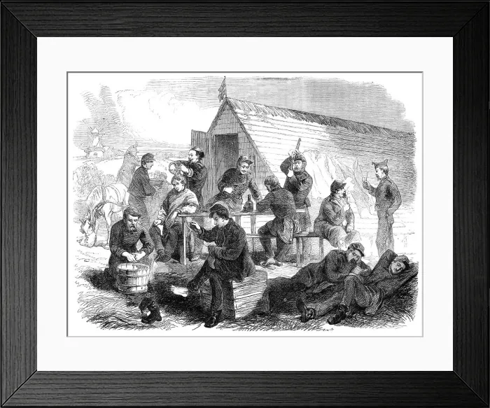 Framed Print : Illustrations of the War in Denmark: barrack life of Danish soldiers: Sunday morning, 1864. Creator: Unknown Framed Print : Illustrations of the War in Denmark: barrack life of Danish soldiers: Sunday morning, 1864. Creator: Unknown