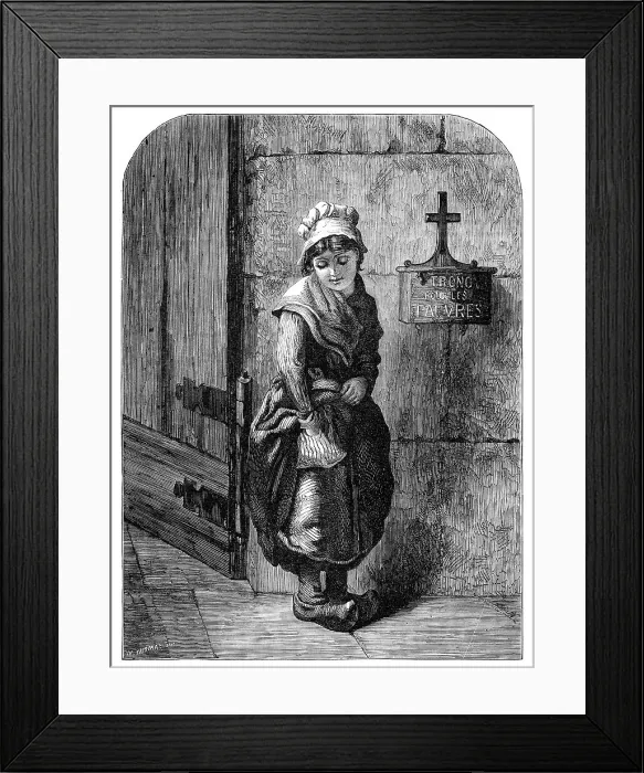 Framed Print : On Thoughts of Charity Intent, by Miss E. Brownlow - from the Female Artists Exhibition, 1864. Creator: W Thomas Framed Print : On Thoughts of Charity Intent, by Miss E. Brownlow - from the Female Artists Exhibition, 1864. Creator: W Thomas