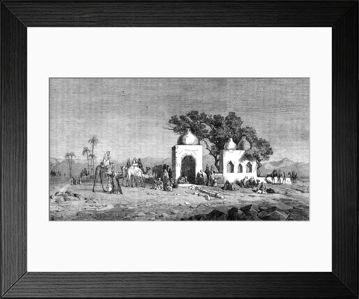 Framed Print : Caravan Arriving At A Well Near Thebes, Egypt, Mrs Roberton Blane, Female Artists Exhibition, 1864 Creator: Unknown Framed Print : Caravan Arriving At A Well Near Thebes, Egypt, Mrs Roberton Blane, Female Artists Exhibition, 1864 Creator: Unknown