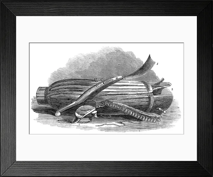 Framed Print : War trophies taken from the army of the King of Dahomey at Abbeokuta, 1864. Creator: Unknown Framed Print : War trophies taken from the army of the King of Dahomey at Abbeokuta, 1864. Creator: Unknown