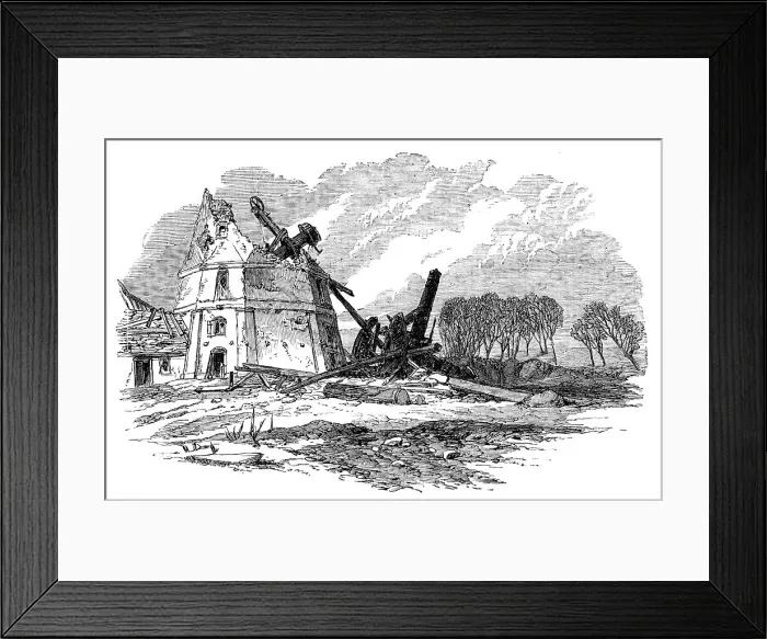Framed Print : Illustrations of the War in Denmark: the Düppel Windmill in ruins, 1864. Creator: Unknown Framed Print : Illustrations of the War in Denmark: the Düppel Windmill in ruins, 1864. Creator: Unknown