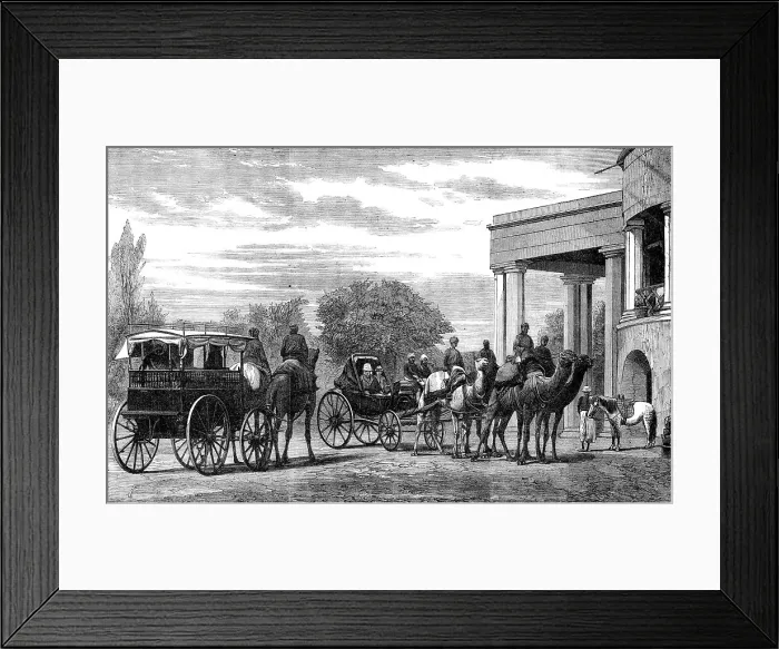 Framed Print : Camel-carriage used by the Lieutenant-Governor of the Punjaub, 1864. Creator: Unknown Framed Print : Camel-carriage used by the Lieutenant-Governor of the Punjaub, 1864. Creator: Unknown