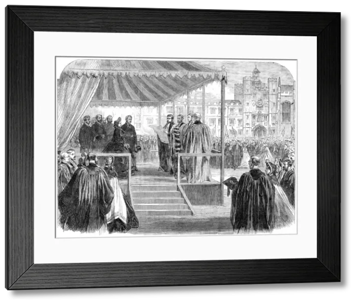 Framed Print : The Royal Visit to Cambridge: presentation of the university address to the Prince And... 1864. Creator: Unknown Framed Print : The Royal Visit to Cambridge: presentation of the university address to the Prince And... 1864. Creator: Unknown