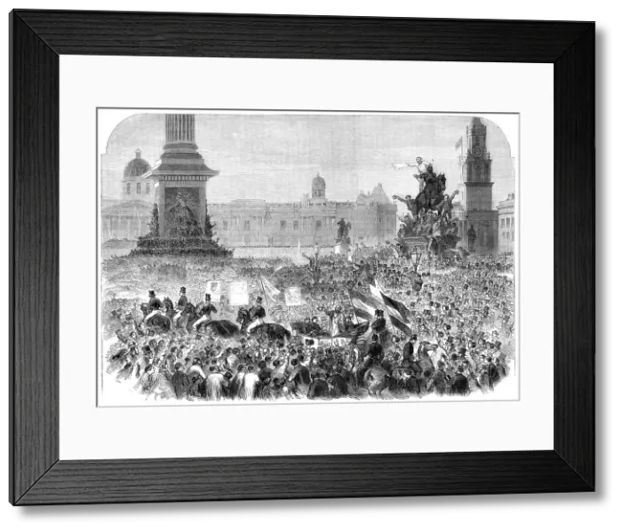 Framed Print : Garibaldi's visit to London: arrival at Charing-Cross, 1864. Creator: Unknown Framed Print : Garibaldi's visit to London: arrival at Charing-Cross, 1864. Creator: Unknown