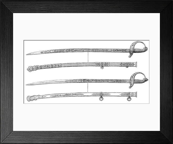 Framed Print : Swords presented to Garibaldi and his son Menotti at the Crystal Palace, 1864. Creator: Unknown Framed Print : Swords presented to Garibaldi and his son Menotti at the Crystal Palace, 1864. Creator: Unknown