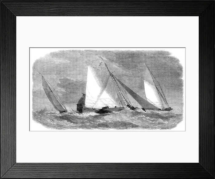 Framed Print : The Yacht Matches in the Thames: Royal Thames Yacht Club...rounding the steamer at the Nore, 1864. Creator: Smyth Framed Print : The Yacht Matches in the Thames: Royal Thames Yacht Club...rounding the steamer at the Nore, 1864. Creator: Smyth
