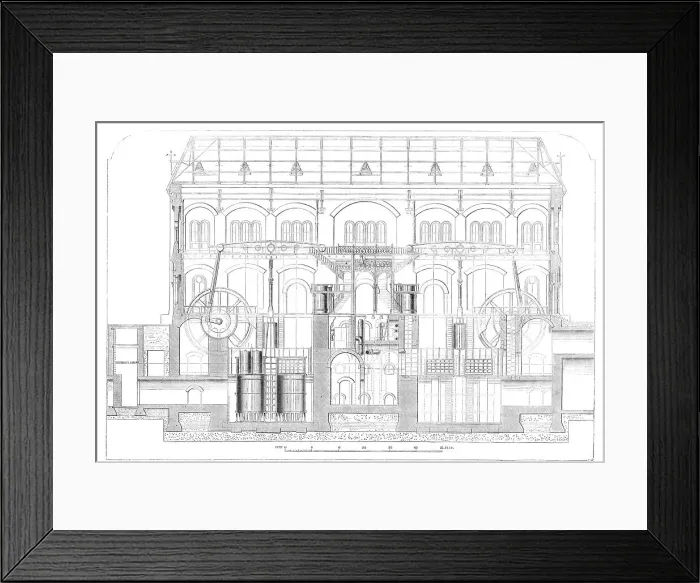 Framed Print : The Metropolitan Main-drainage works: machinery for lifting the sewage, 1864. Creator: Unknown Framed Print : The Metropolitan Main-drainage works: machinery for lifting the sewage, 1864. Creator: Unknown