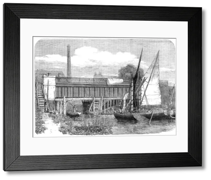 Framed Print : London Main-Drainage Works: Aqueduct at Abbey Mills, Stratford, 1864. Creator: Unknown Framed Print : London Main-Drainage Works: Aqueduct at Abbey Mills, Stratford, 1864. Creator: Unknown
