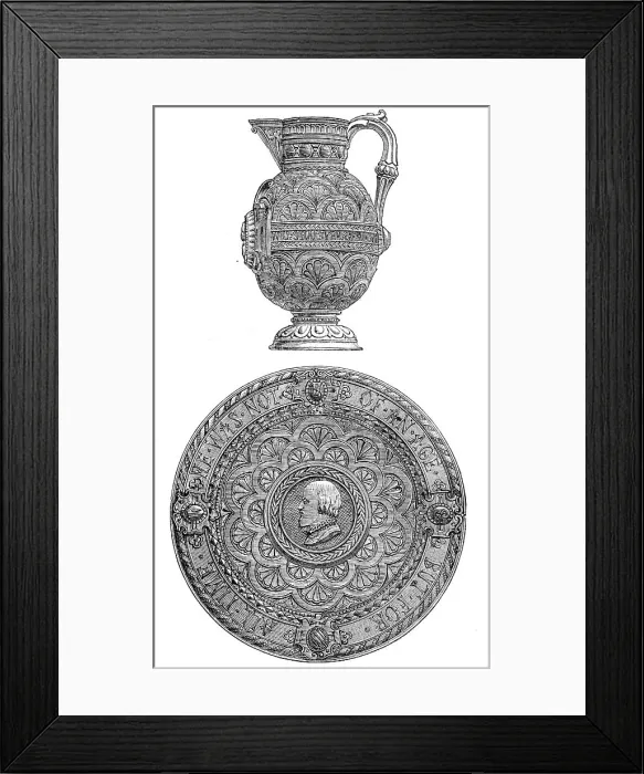 Framed Print : Shakspeare salver and jug, 1864. Creator: Unknown Framed Print : Shakspeare salver and jug, 1864. Creator: Unknown