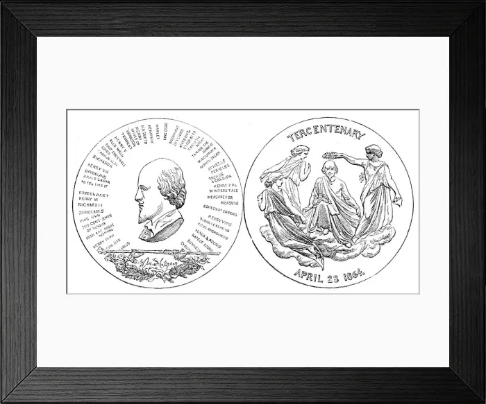Framed Print : Messrs. Hunt and Roskell's Shakspeare medal, 1864. Creator: Unknown Framed Print : Messrs. Hunt and Roskell's Shakspeare medal, 1864. Creator: Unknown