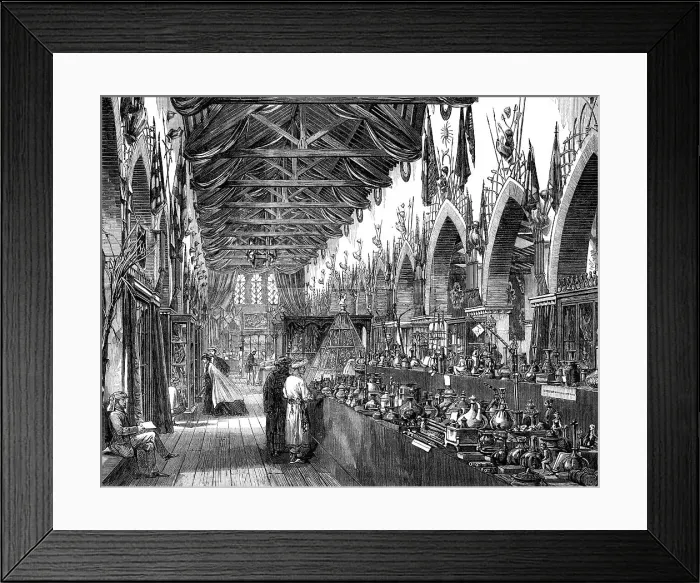 Framed Print : The Punjaub Exhibition of Arts and Industry at Lahore: interior of the building, 1864. Creator: Unknown Framed Print : The Punjaub Exhibition of Arts and Industry at Lahore: interior of the building, 1864. Creator: Unknown