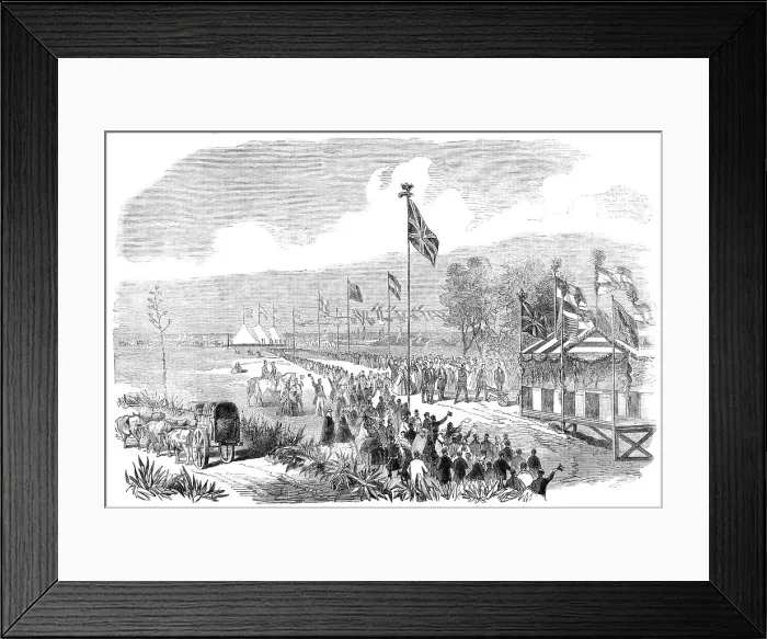 Framed Print : Turning the first turf of the Buenos Ayres Great Southern Railway, 1864. Creator: Unknown Framed Print : Turning the first turf of the Buenos Ayres Great Southern Railway, 1864. Creator: Unknown