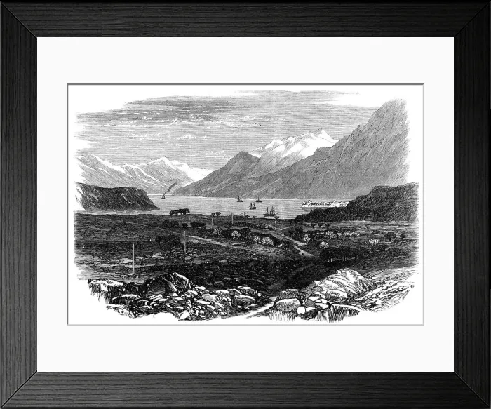 Framed Print : The Indo-European Telegraph: Elphinstone Inlet, Persian Gulf, with a view of the Fort, 1865. Creator: Unknown Framed Print : The Indo-European Telegraph: Elphinstone Inlet, Persian Gulf, with a view of the Fort, 1865. Creator: Unknown