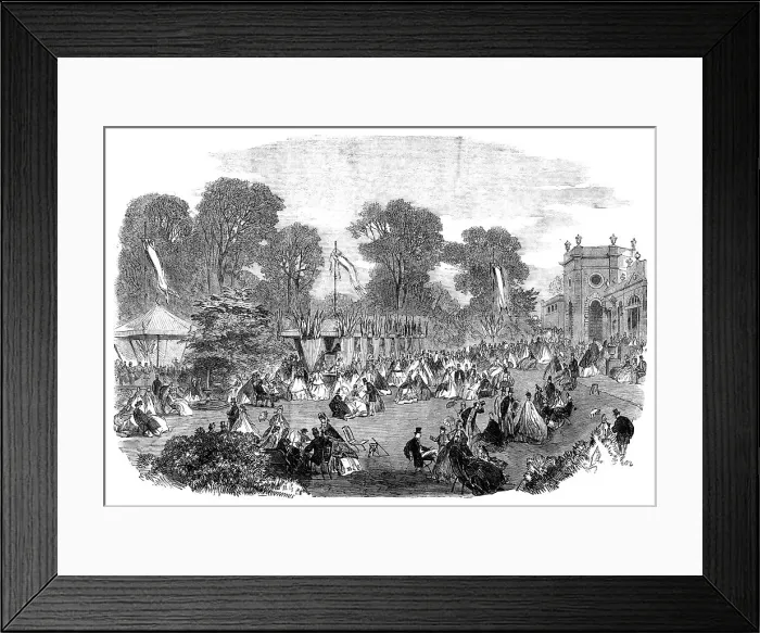 Framed Print : Grand fancy bazaar at Orleans House, Twickenham, in aid of the French Société de Bienfaisance, 1864. Creator: Unknown Framed Print : Grand fancy bazaar at Orleans House, Twickenham, in aid of the French Société de Bienfaisance, 1864. Creator: Unknown