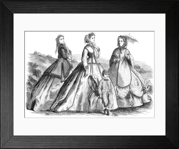Framed Print : Paris fashions for August, 1865. Creator: Unknown Framed Print : Paris fashions for August, 1865. Creator: Unknown