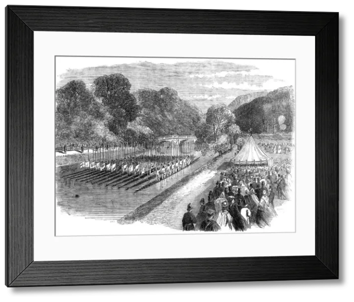 Framed Print : The Royal Visit to Cambridge: procession on the Cam in honour of the Prince and Princess... 1864. Creator: Unknown Framed Print : The Royal Visit to Cambridge: procession on the Cam in honour of the Prince and Princess... 1864. Creator: Unknown