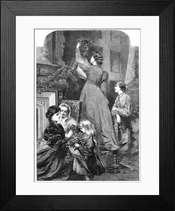Framed Print : Christmas Time, by Miss E. Osborne, in the exhibition of the Royal Academy, 1865. Creator: W Thomas Framed Print : Christmas Time, by Miss E. Osborne, in the exhibition of the Royal Academy, 1865. Creator: W Thomas